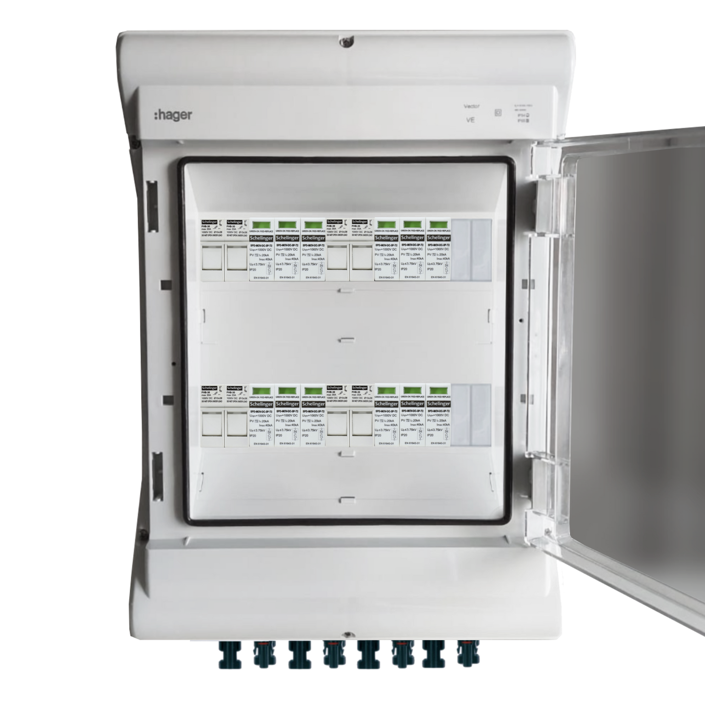 Hager Solar Anschlusskasten Photovotlaic DC 4-Strings 24-Module IP65 VDE