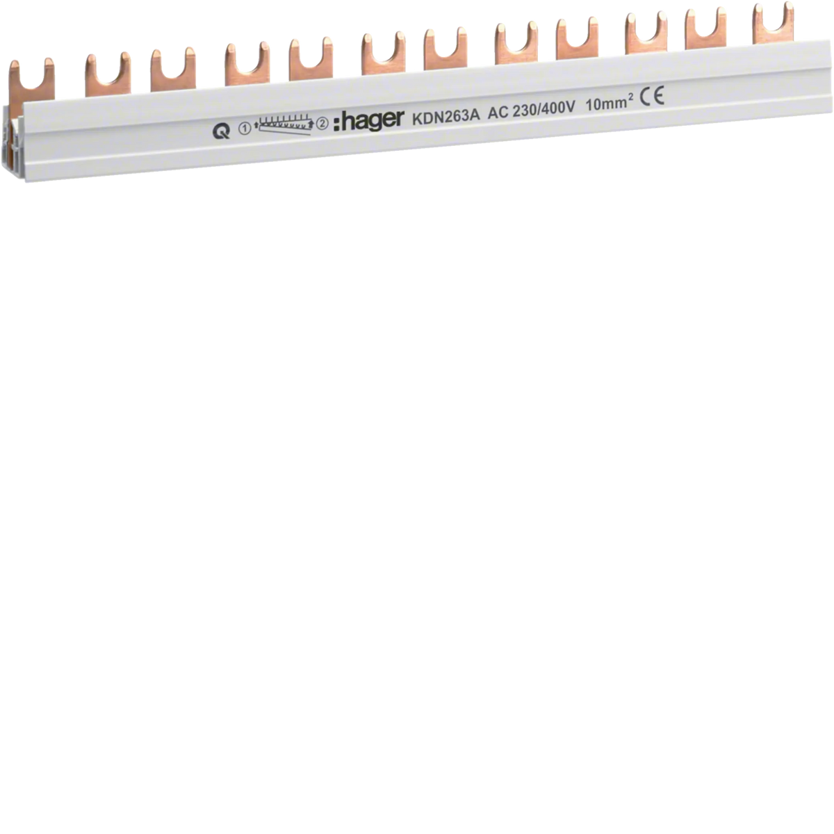 Hager KDN263A Phasenschiene mit Gabelanschluss, 2P, 12 Module
