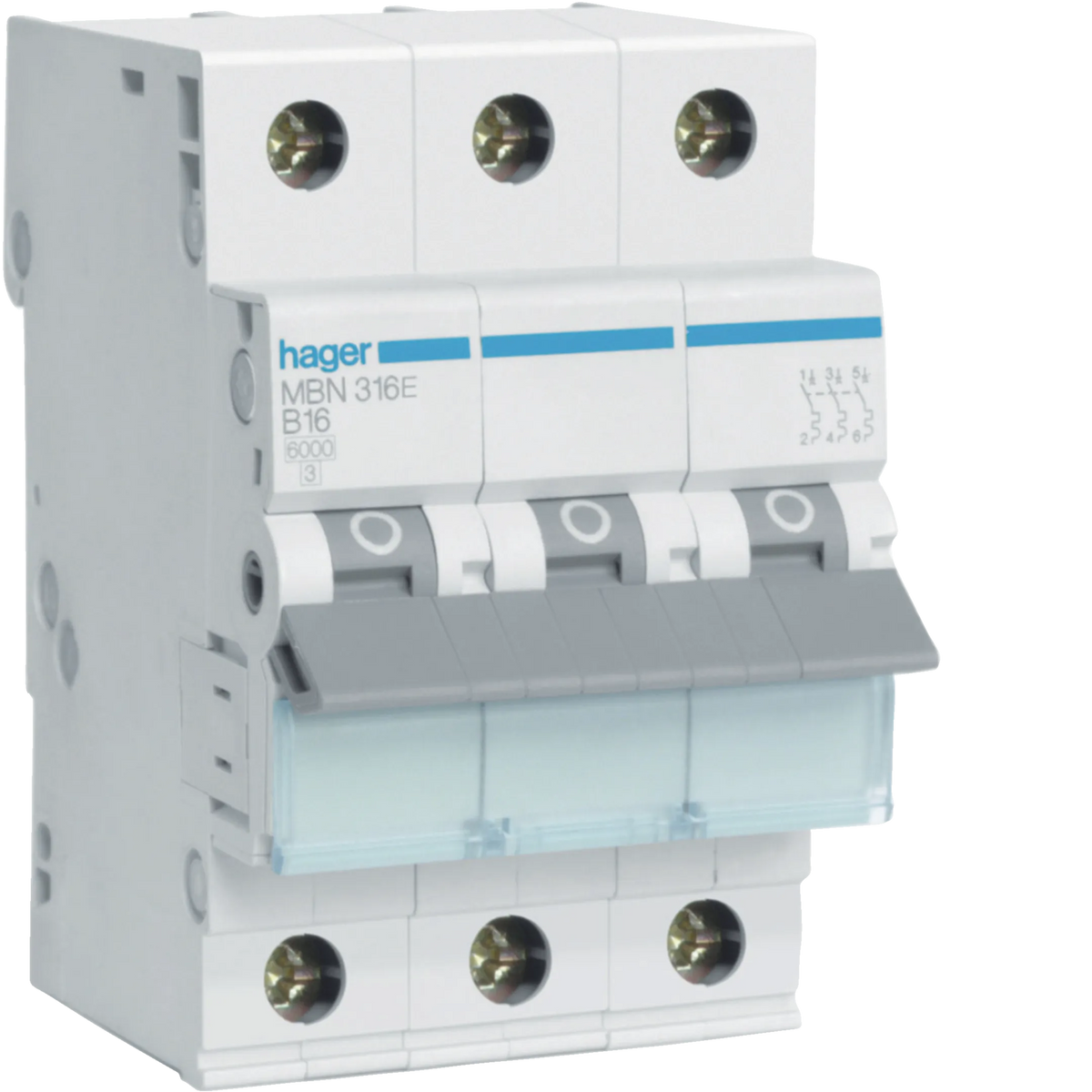 Hager MBN316E Leitungsschutzschalter, 3-polig, B16, 16 A
