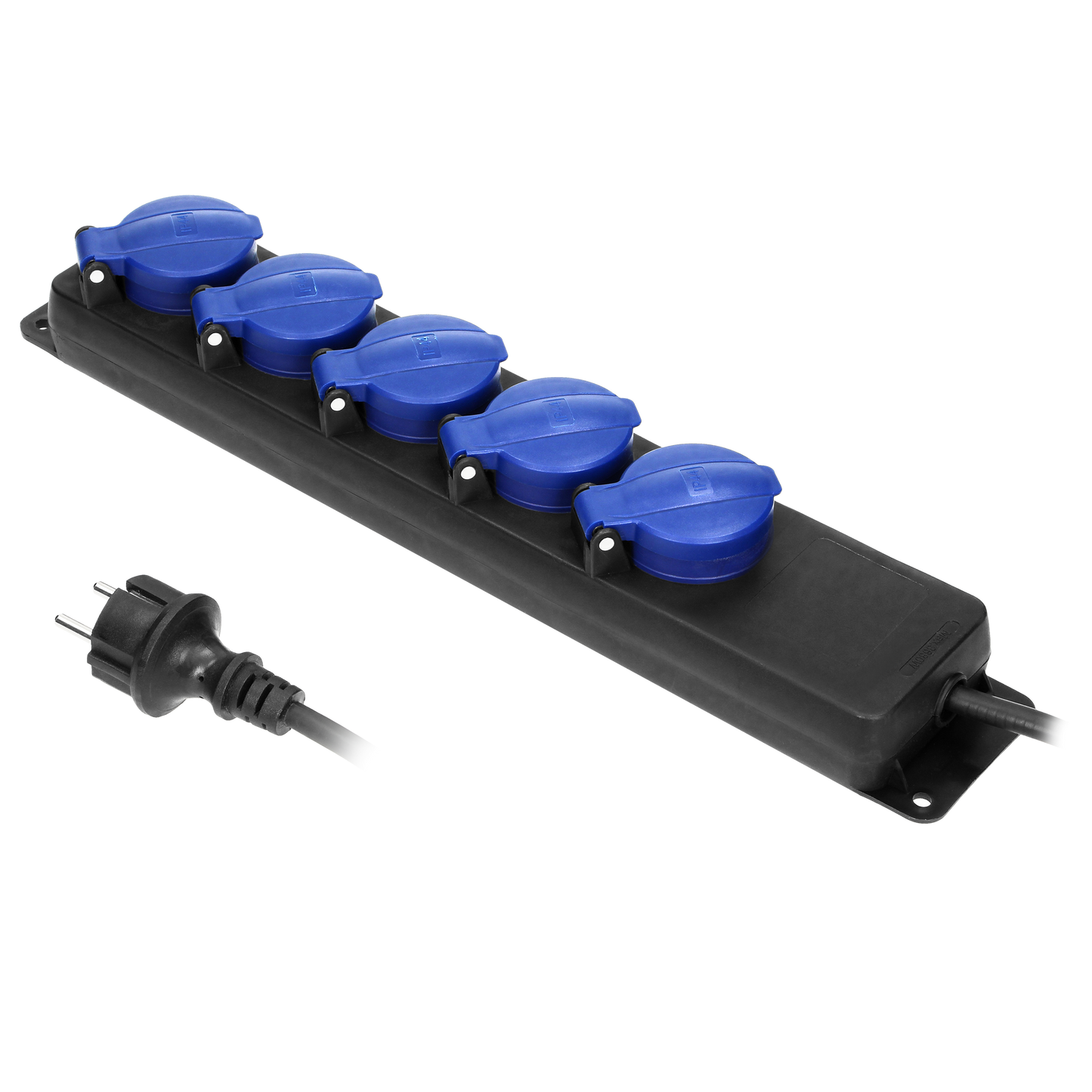 Werkstatt-Verlängerungskabel IP44, 5 Steckdosen 2P+Z (schuko), Gummimantel, H05RR-F 3x1,5mm², Länge 5m