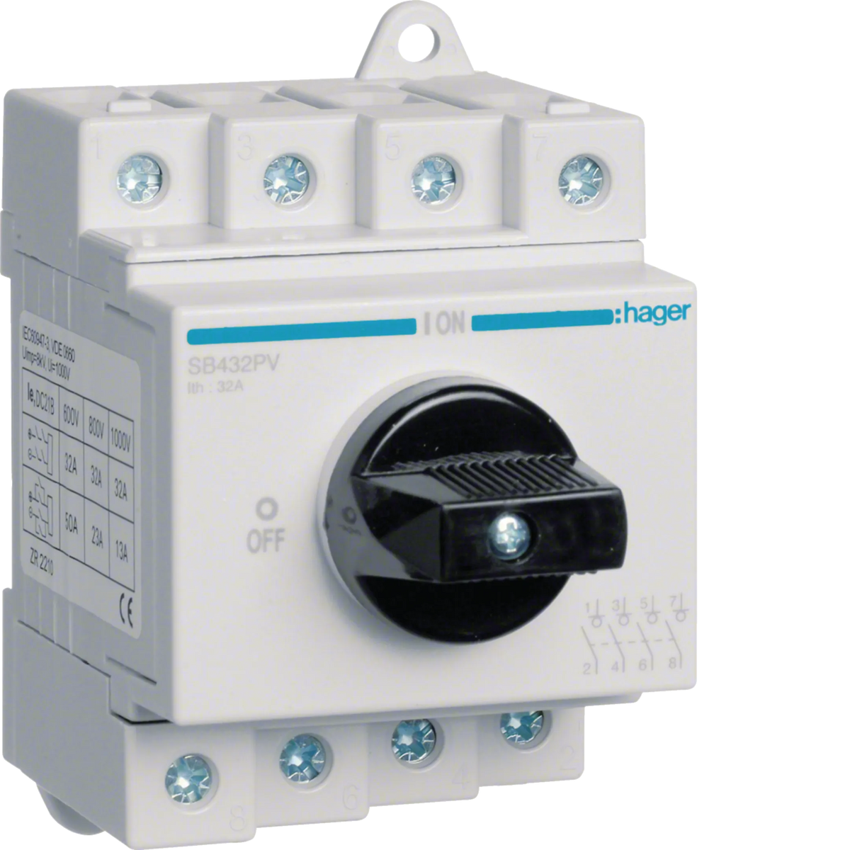 Hager SB432PV Lasttrennschalter 4P 32 A 1000 V DC PV