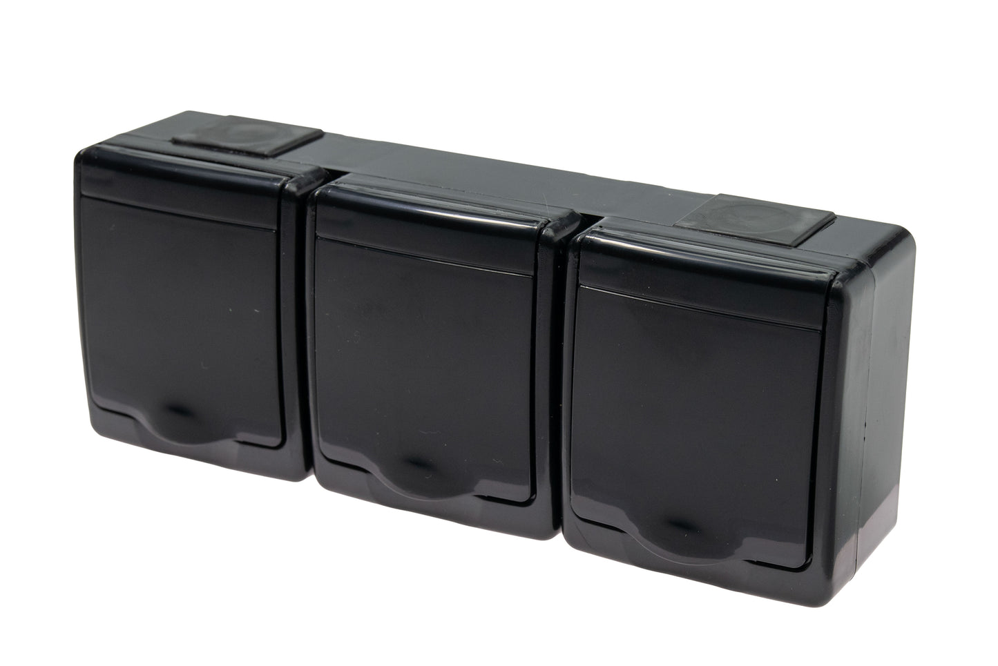 BETA Hermetische 3-fach Steckdose Aufputz-Montage schwarz Feuchtraum IP44 16A 250V