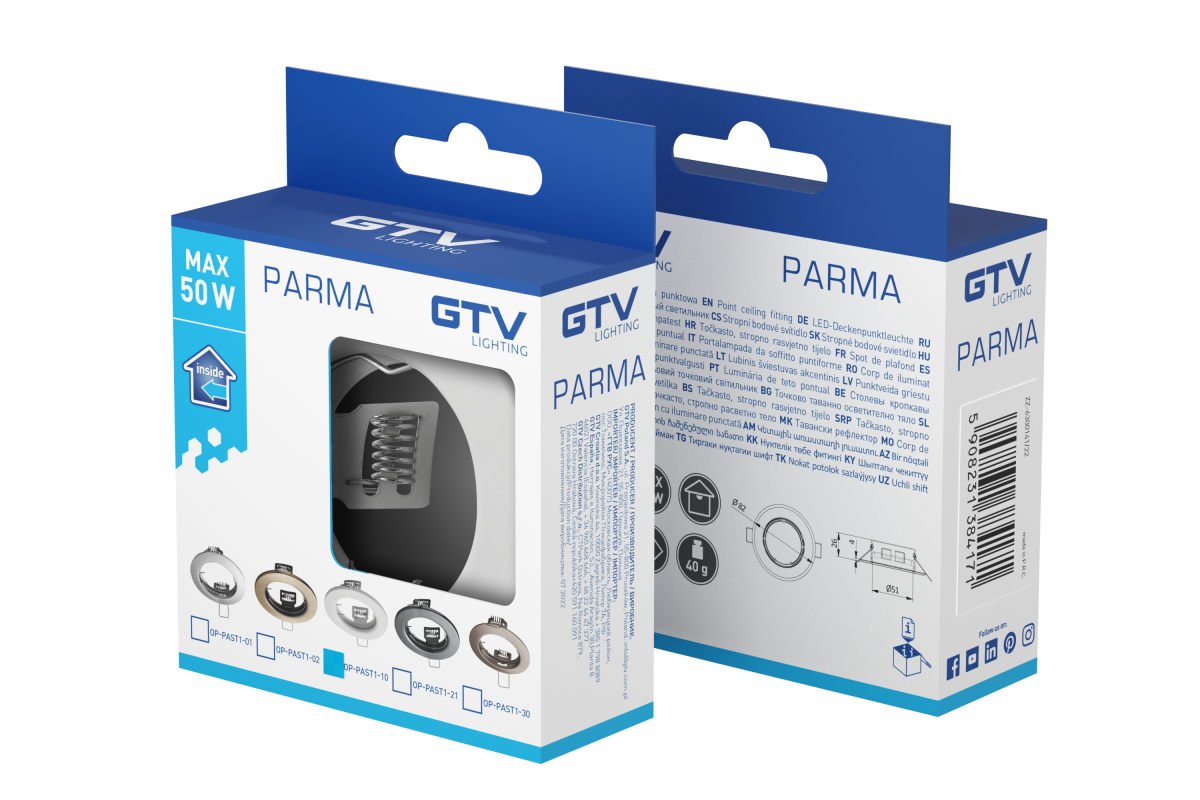 GTV PARMA Spot-Rahmen Einbaustrahler IP20 chrom weiß