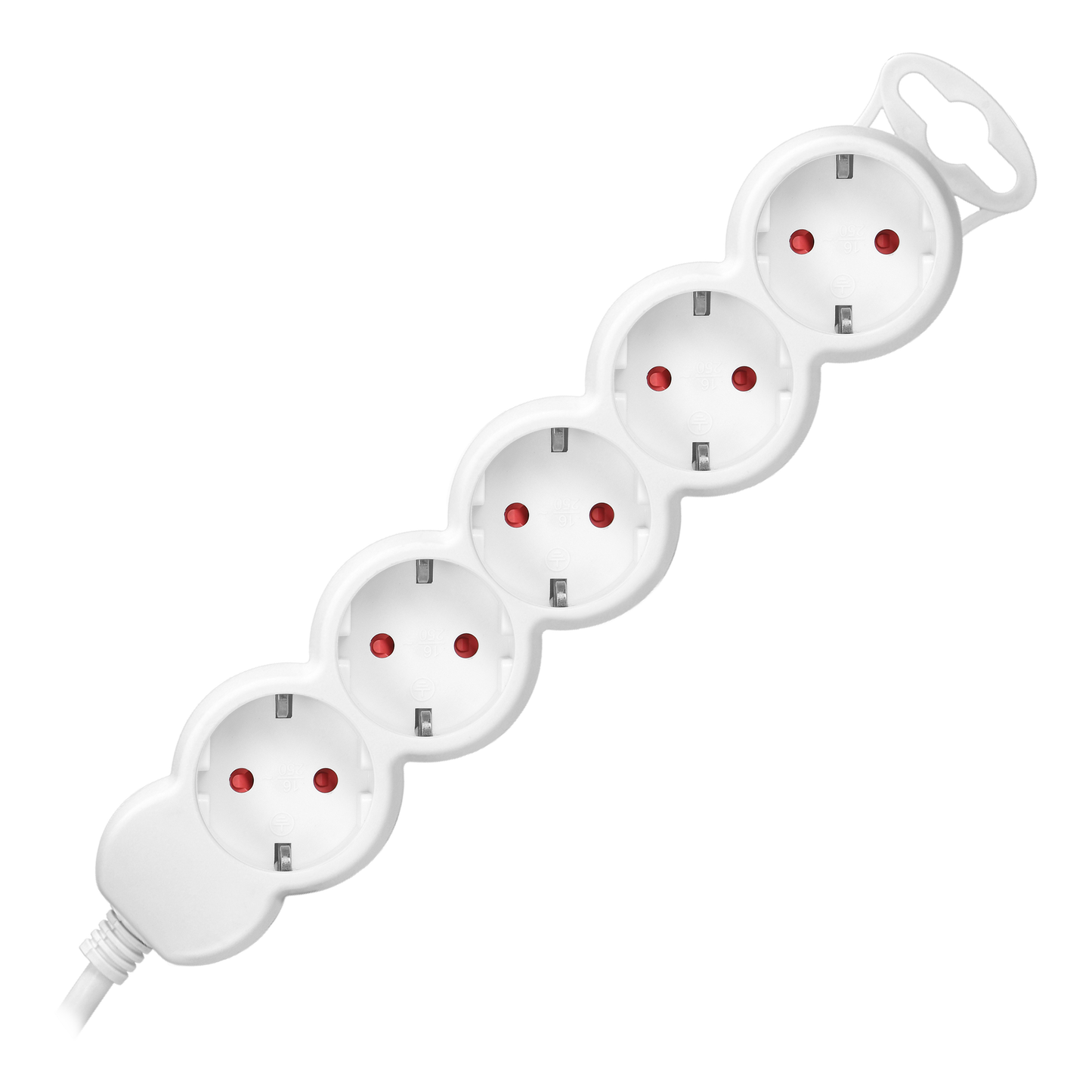 Verlängerungssteckdosen 5x 2P+E , 5m, Schuko H05VV-F 1x1,5mm2, Imax=16A, weiß