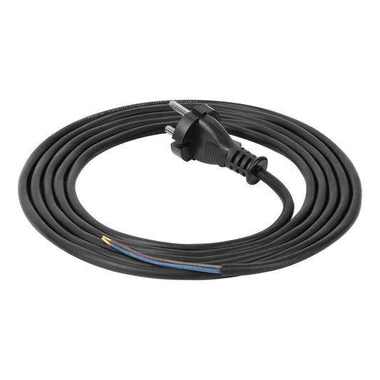 Anschlusskabel in Gummiisolierung mit Stecker, H05RR-F 2x1mm2, 3m lang, schwarz