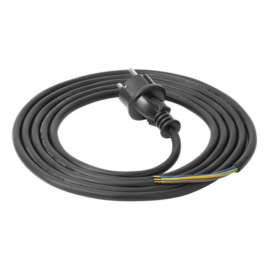 Anschlusskabel mit Gummiisolierung und Uni-Schuko-Stecker H05RR-F 3x1mm2, 3m lang, schwarz