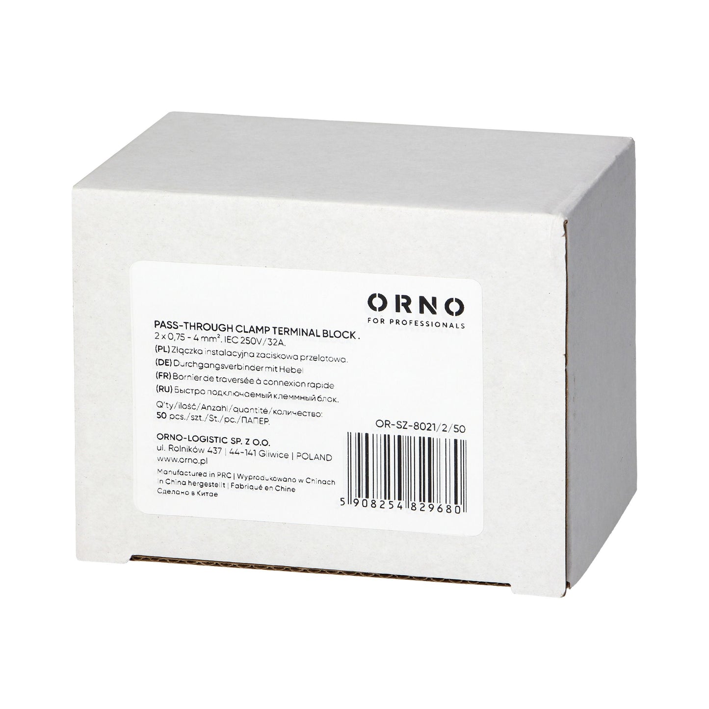 2-Draht-Klemmverbinder, doppelseitig; für beliebige 0,75-4mm²-Drähte; IEC 250V/32A; 50 Stück.