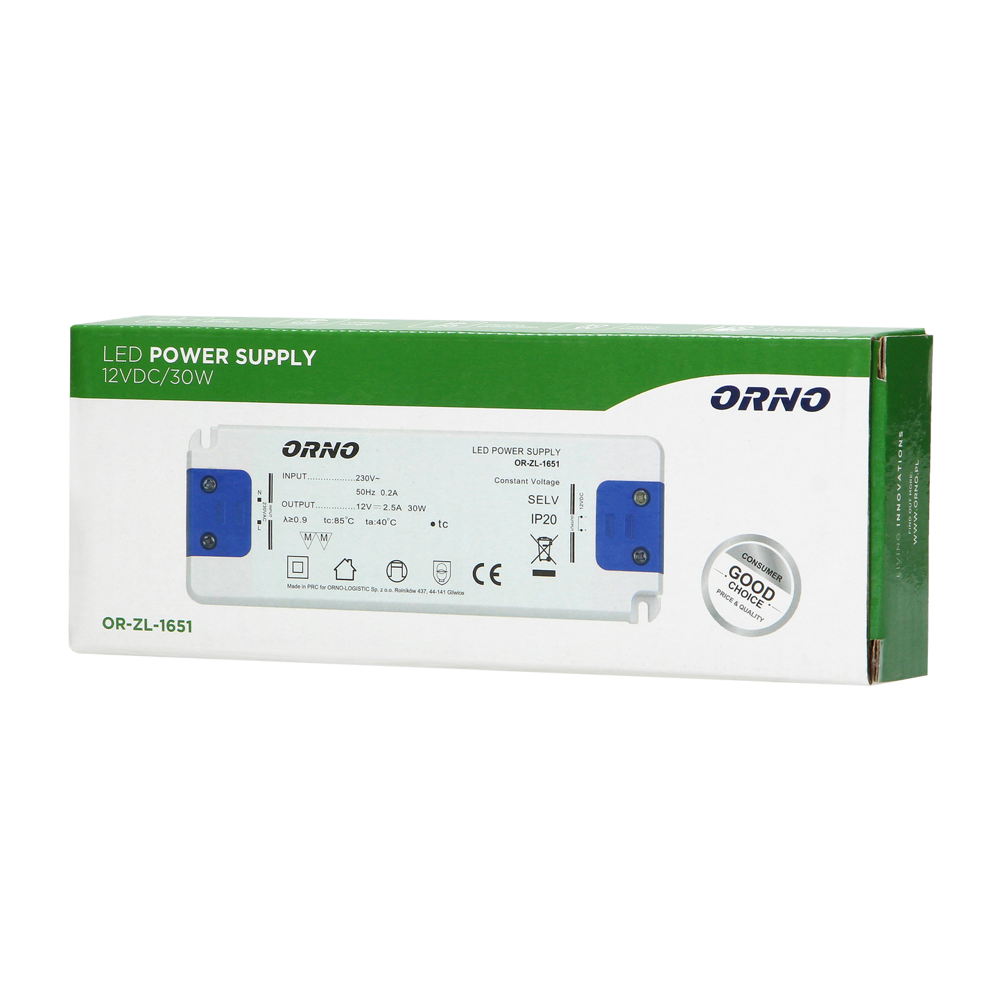 Flaches Netzteil für LED 12VDC 30W, IP20, Höhe 18mm