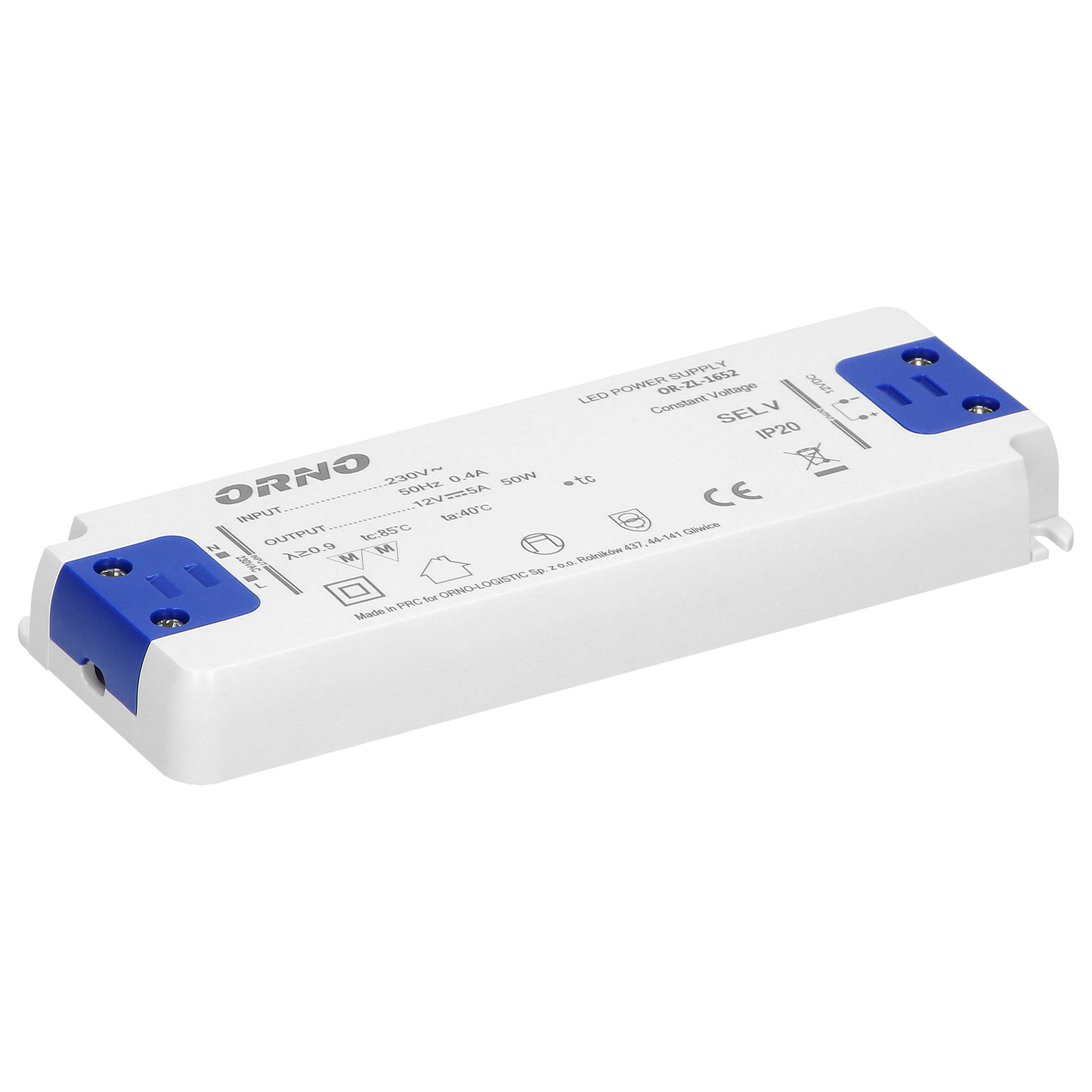 Flaches Netzteil für LED 12VDC 50W, IP20, Höhe 18mm