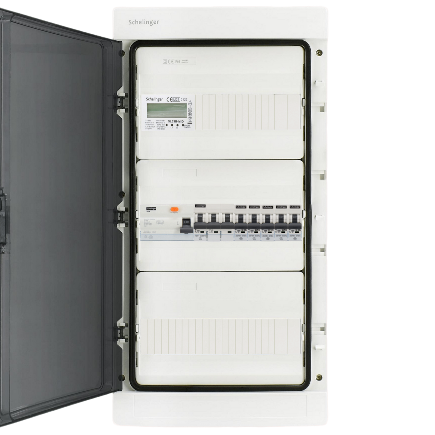 Sicherungskasten, 2,3,4,5 Reihig, Aufputz, Unterputz, Hohlwand, verdrahtet, VDE 1 x FI 40A/30mA + 1 x 3P LS B16 + 5 x 1P LS B16
