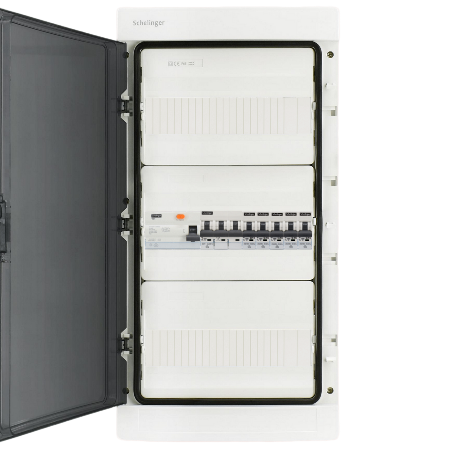 Sicherungskasten, 2,3,4,5 Reihig, Aufputz, Unterputz, Hohlwand, verdrahtet, VDE 1 x FI 40A/30mA + 1 x 3P LS B16 + 5 x 1P LS B16