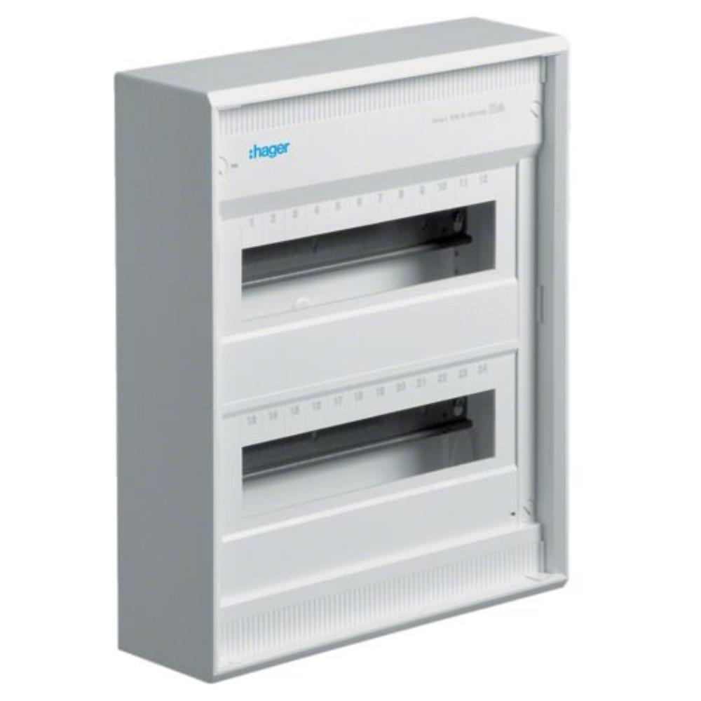 Hager VA24B Kleinverteiler Aufputz Volta, Aufputz, 2 × 12PLE, IP30, ohne Tür