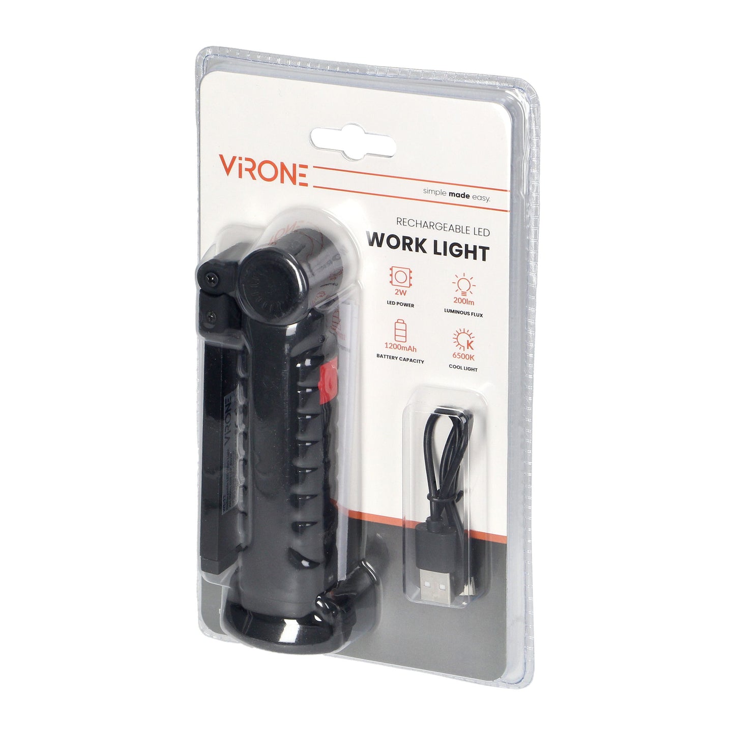 LED COB 2W Arbeitslicht, 200lm, 1200mAh, faltbar