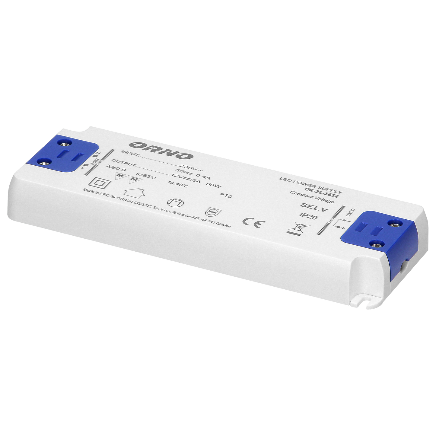 Flaches Netzteil für LED 12VDC 50W, IP20, Höhe 18mm