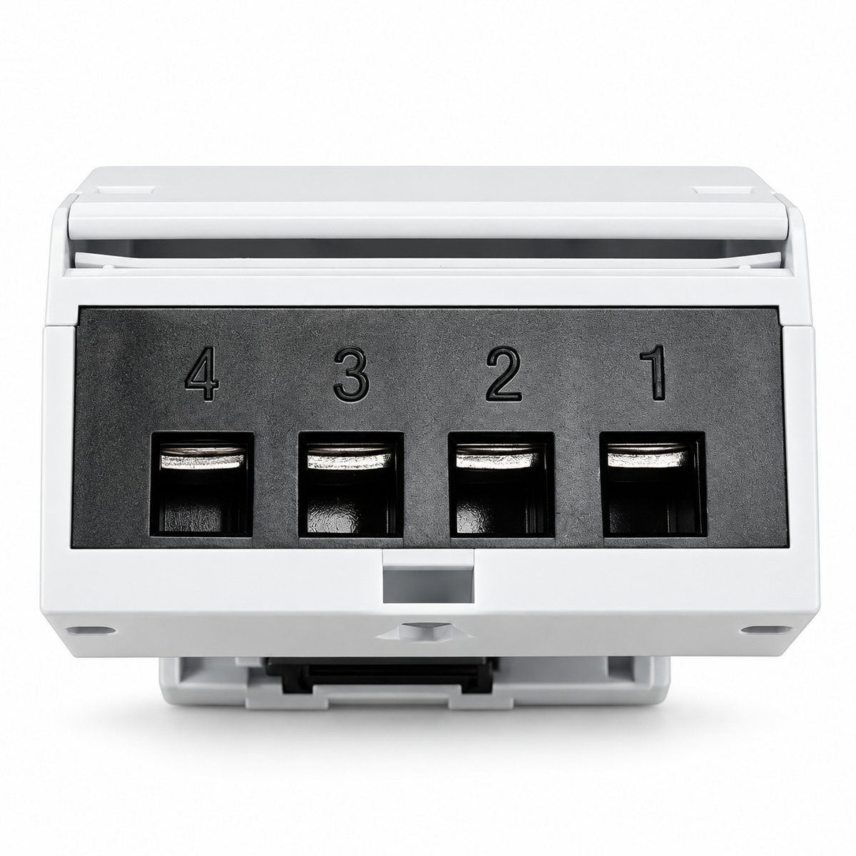 Eastron SDM630-M MID Drehstromzähler – Detailansicht der Anschlussklemmen auf weißem Hintergrund