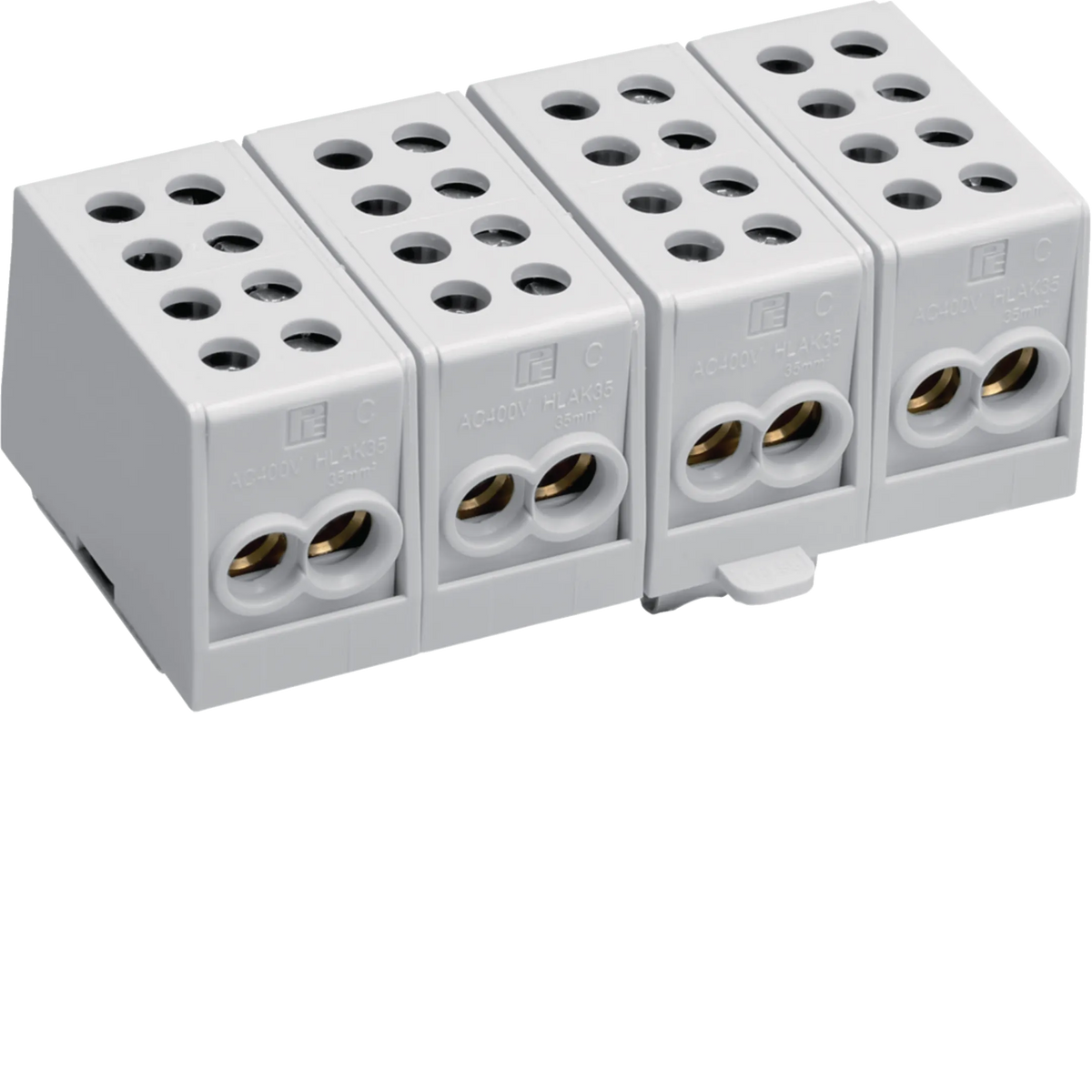 Hager KH35A Hauptleitungsabzweigklemme 4polig, 2 × 35mm²-2 × 25mm² je Pol, IP20, Farbe: Grau
