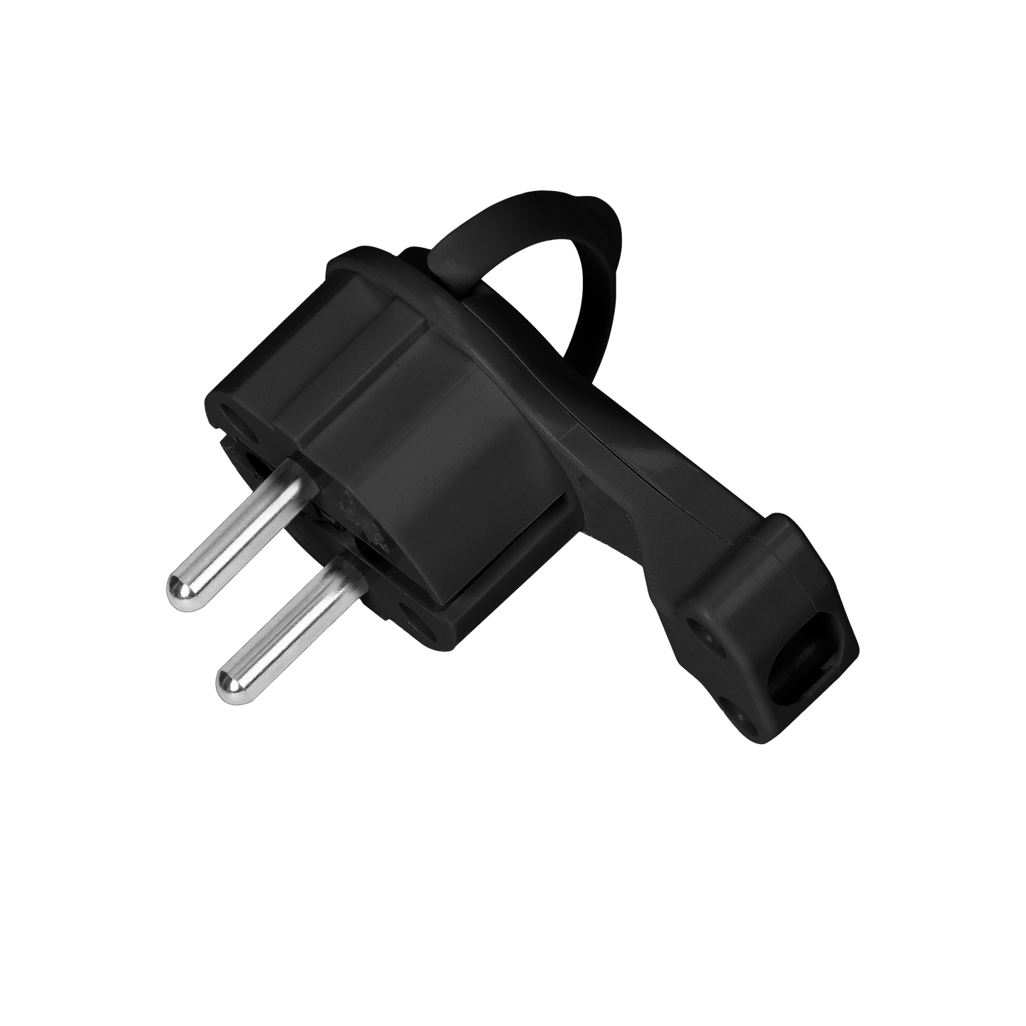 Uni-Schuko-Stecker mit Öse, schwarz