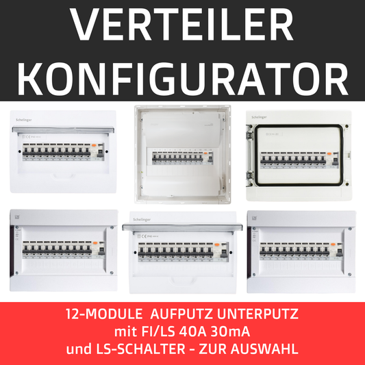 Verteilerkonfigurator - 12-Module 1-Phase mit FI-Schalter 40A/30mA