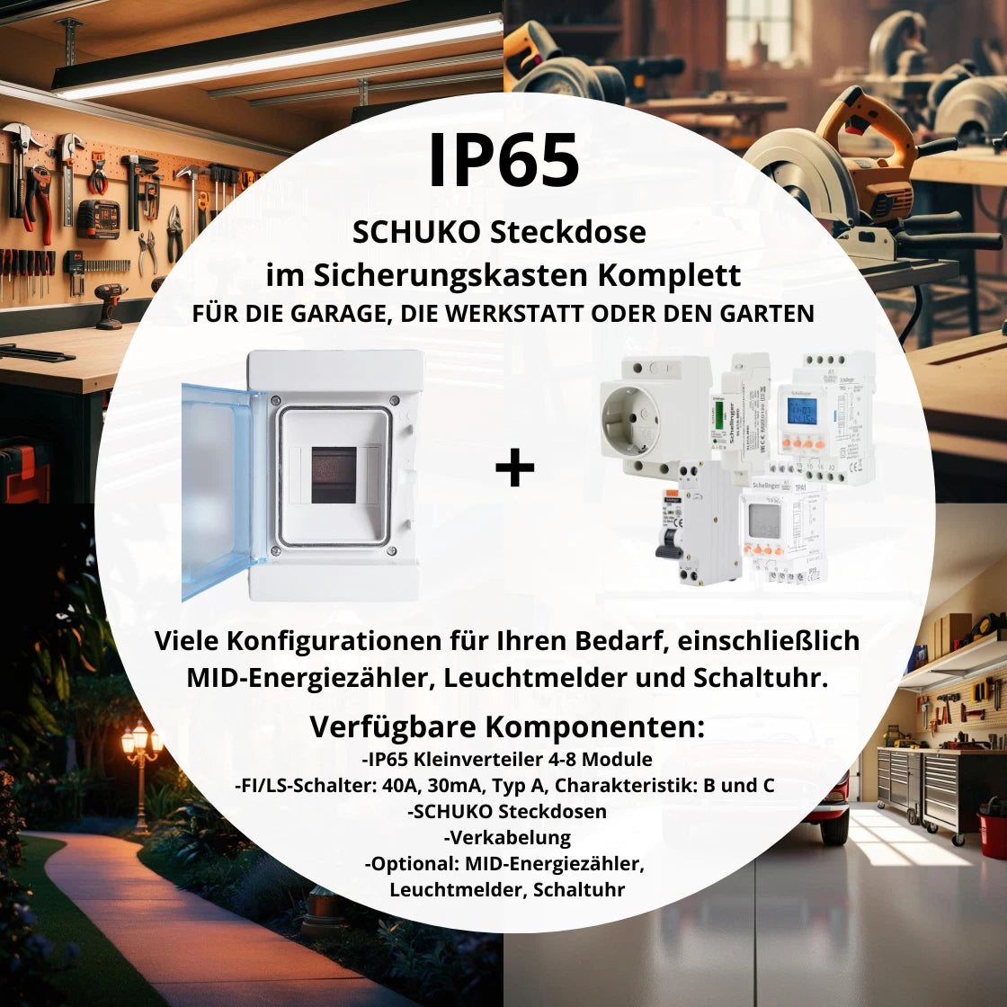 Steckdosen im IP65 Kleinverteiler mit Sicherungen