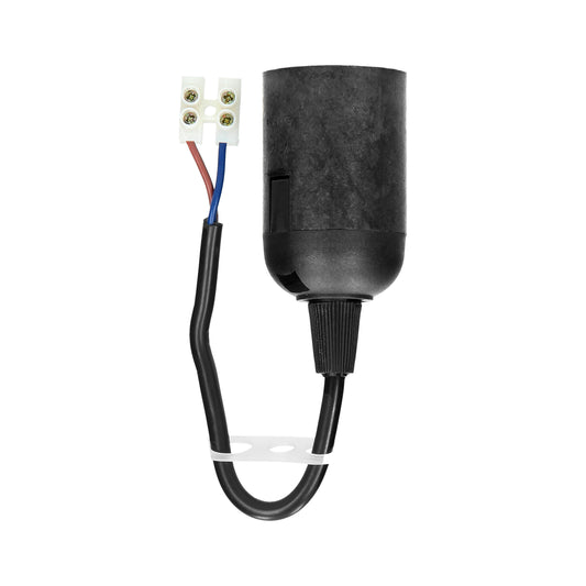 E27 Glühbirnenfassung mit Kabel schwarz