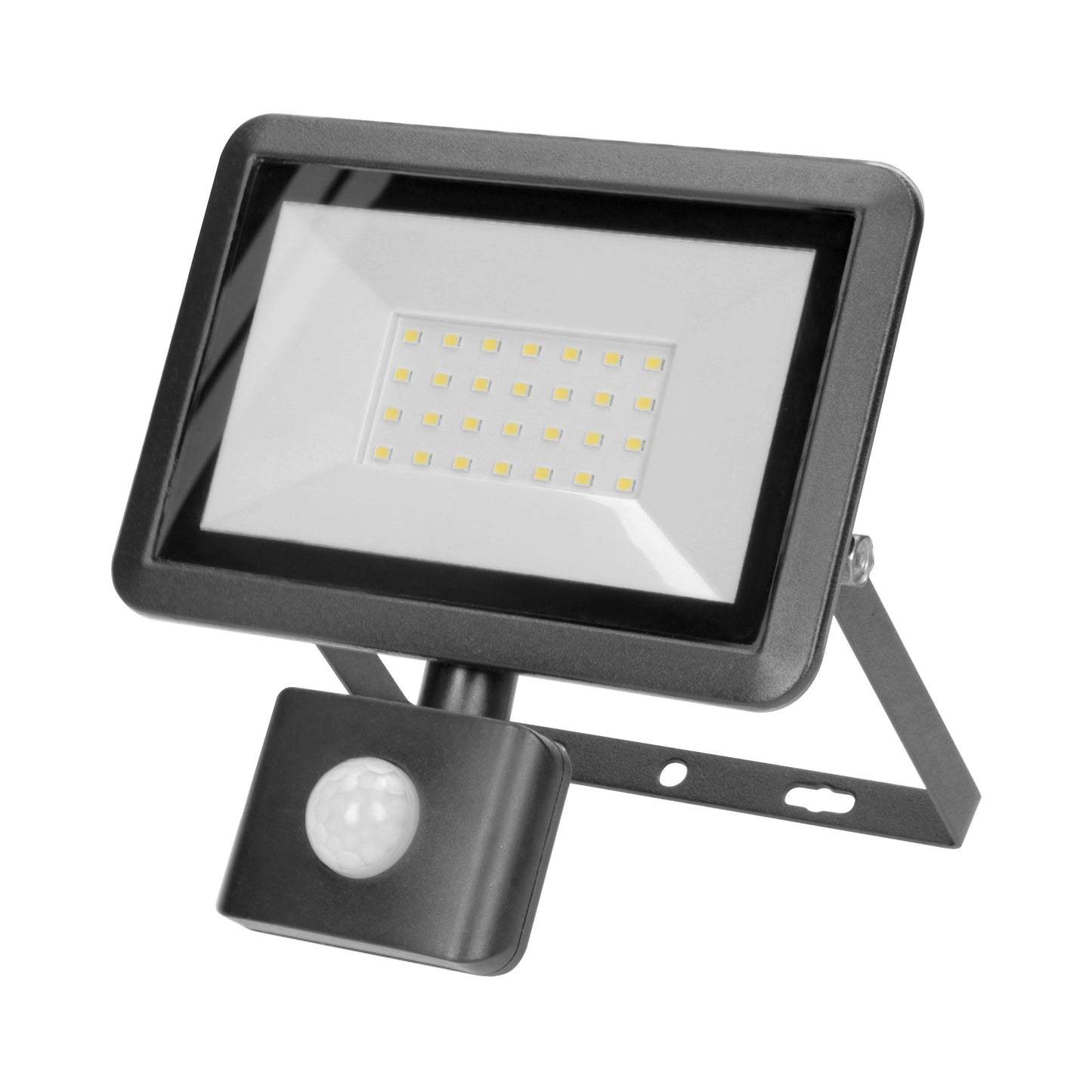 FARO S LED-Flutlicht mit PIR 30W, 2400lm, IP44, 4000K, Aluminium + Glas