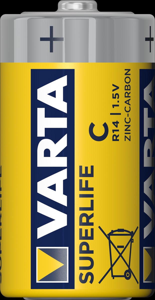 2 x Varta Superlife Baby C MN1400 R14 LR14 1,5V Zink-Kohle Batterie Typ 2014