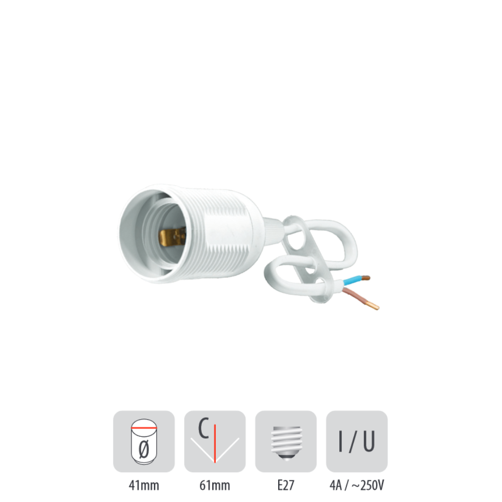 Thermoplastische Fassung E27 mit Kabel