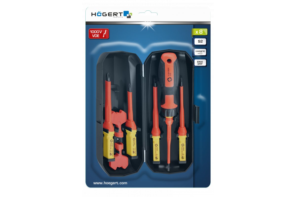 Högert Technik Schraubendreher – 8 Stk., isoliert 1000V, VDE