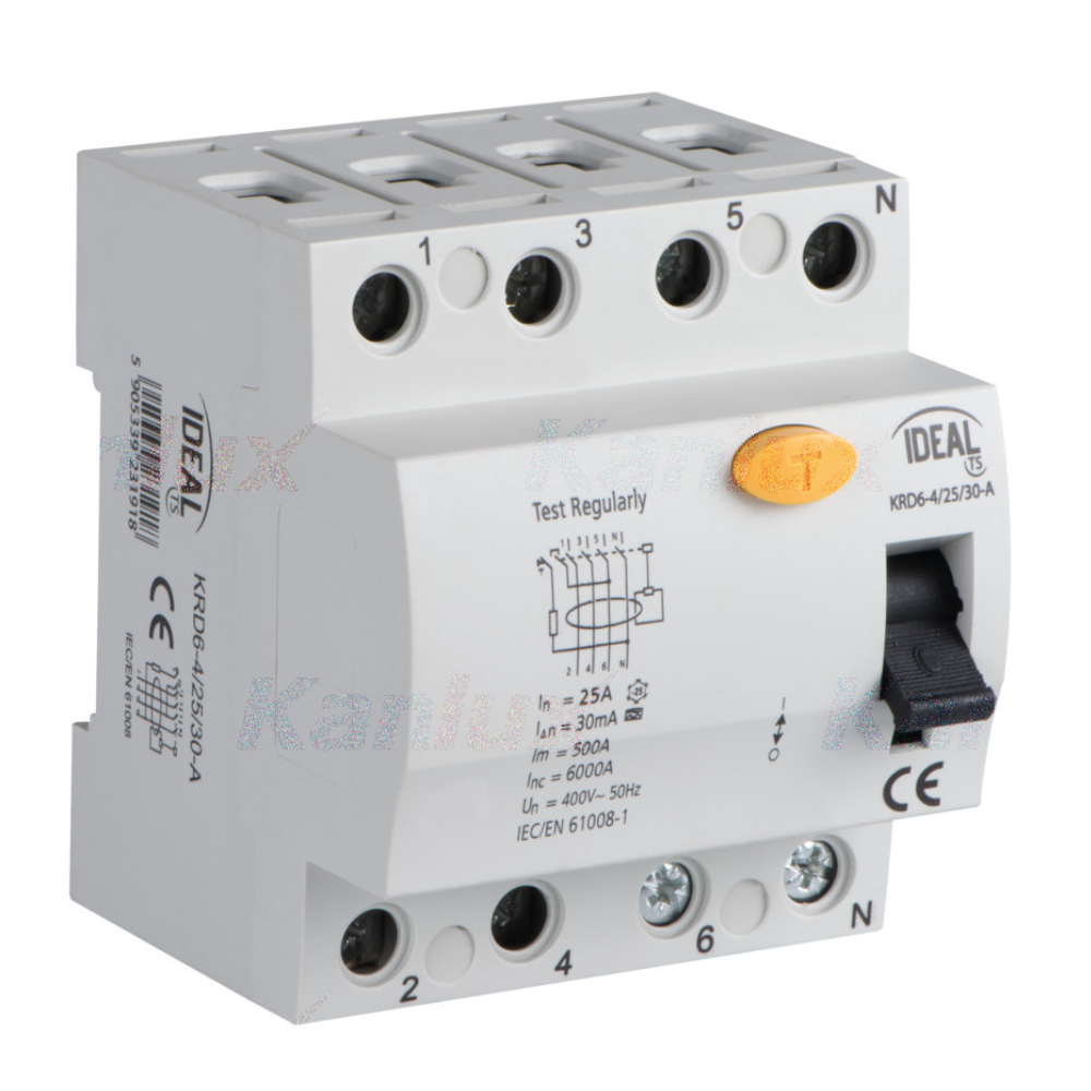 Kanlux IDEAL Fehlerstromschutzschalter, 4P KRD6-4 KRD6-4/63/30-A VDE