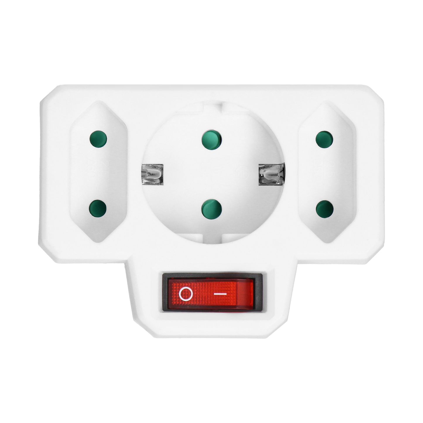 Elektrischer Verteiler mit Zentralschalter, 1x2P+E Schuko, 2x2P/II, weiß