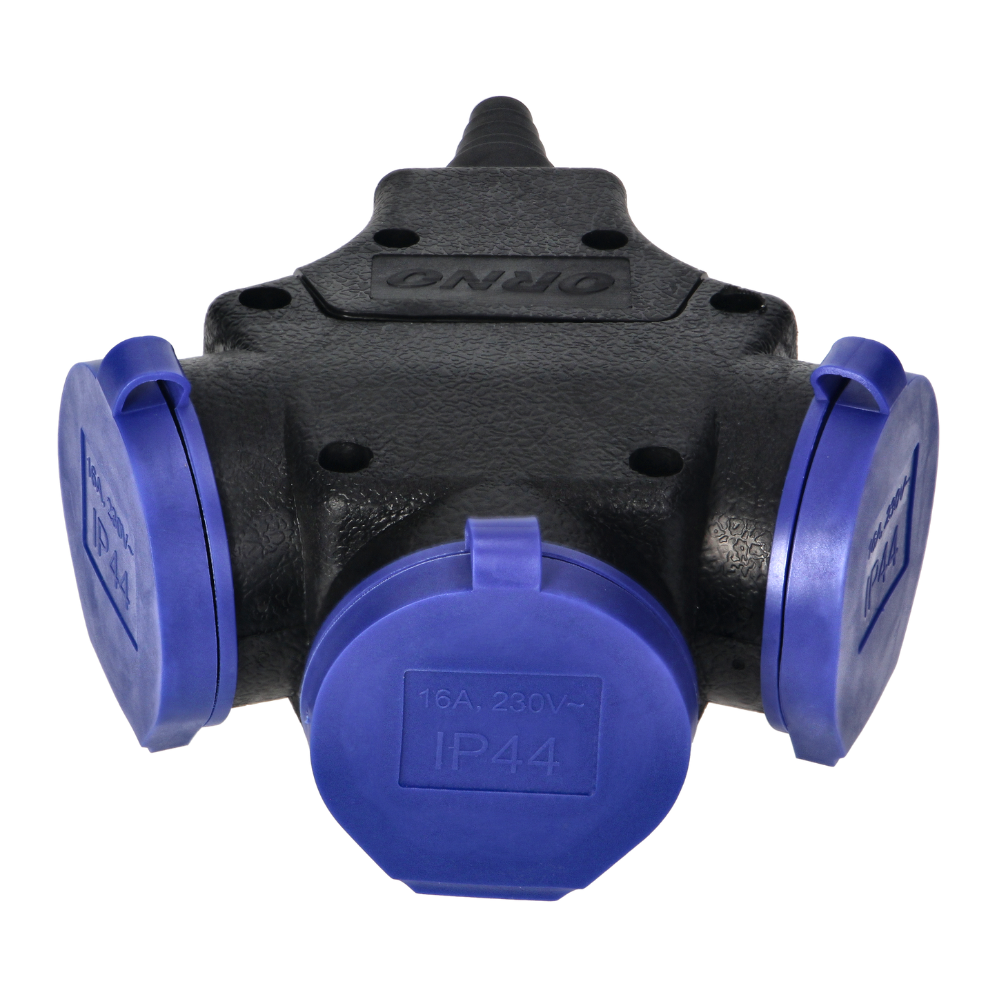 Wasserdichte 3-fach-Verlängerungssteckdose im robusten IP44-Gehäuse, 3x2P+E Schuko, 16A, 230V AC Werkstattverteiler