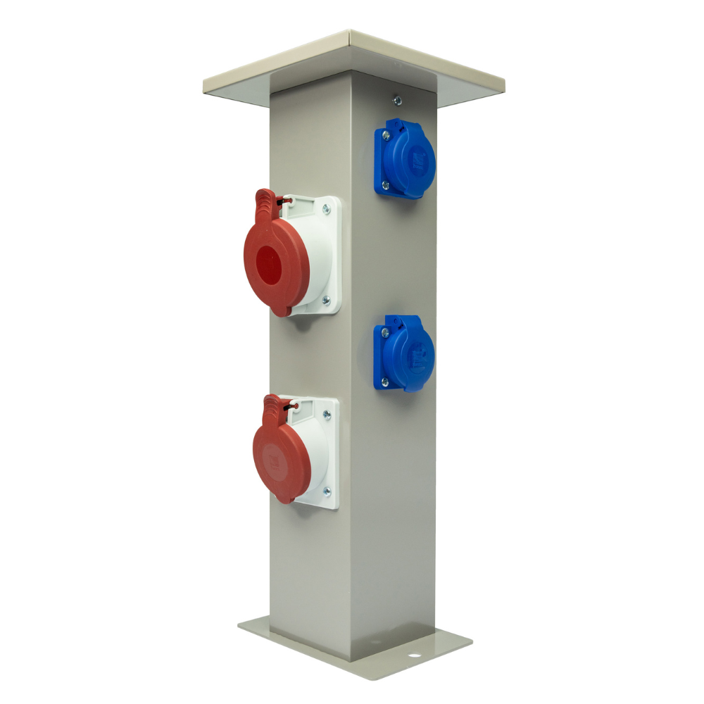 Alu Baustromverteiler 16A/400V + 32A/400V + 2 x 230V Schuko Gartensteckdose IP44