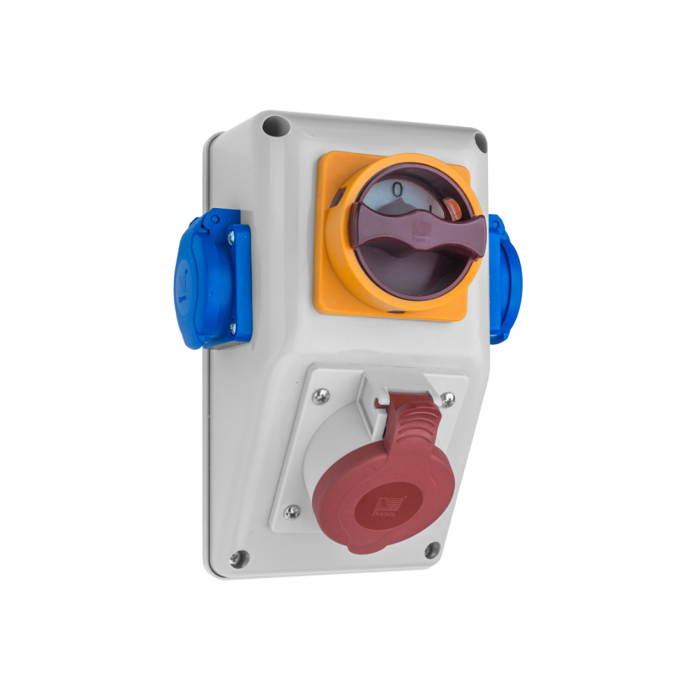 Schaltbarer Stromverteiler Baustromverteiler Wandverteiler 1 x CEE 16A + 2 x 230 V/16A verdrahtet