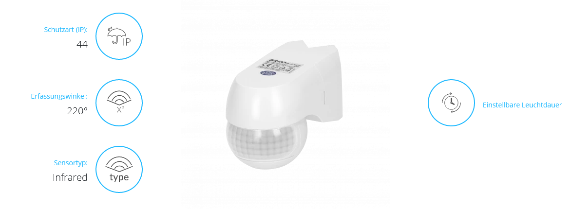 Bewegungsmelder 220°, IP44
