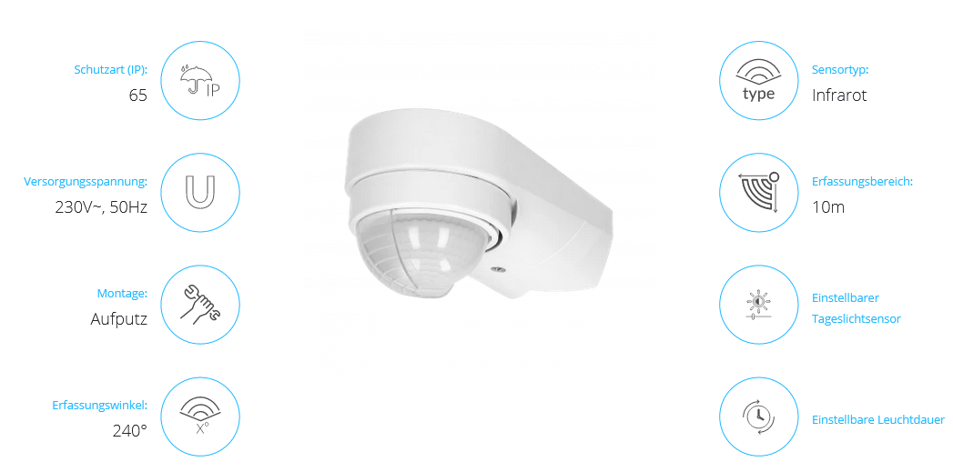 Bewegungsmelder 240°, IP65, 2 Sensoren