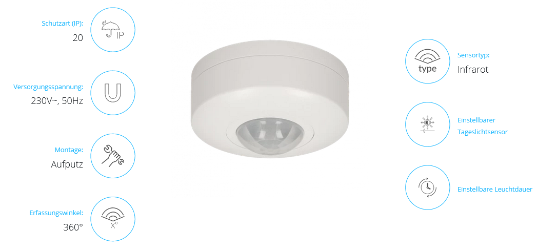 Bewegungsmelder 360 Grad IP20