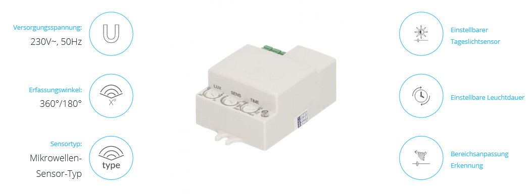 MINI-Mikrowellen-Bewegungsmelder IP20
