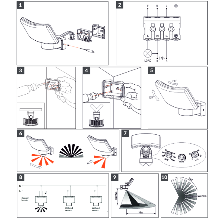 TOS LED 30W LED-Scheinwerfer mit PIR, 2200lm, IP65, 4000K weiß