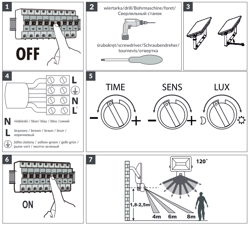FARO S LED-Flutlicht mit PIR 30W, 2400lm, IP44, 4000K, Aluminium + Glas