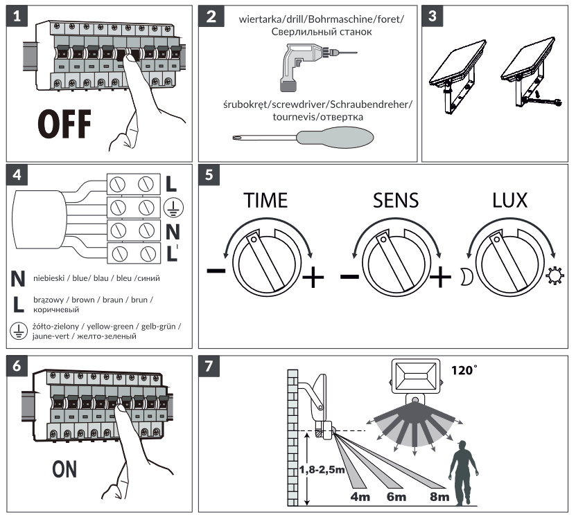 FARO S LED-Flutlicht mit PIR 20W, 1600lm, IP44, 4000K, Aluminium + Glas