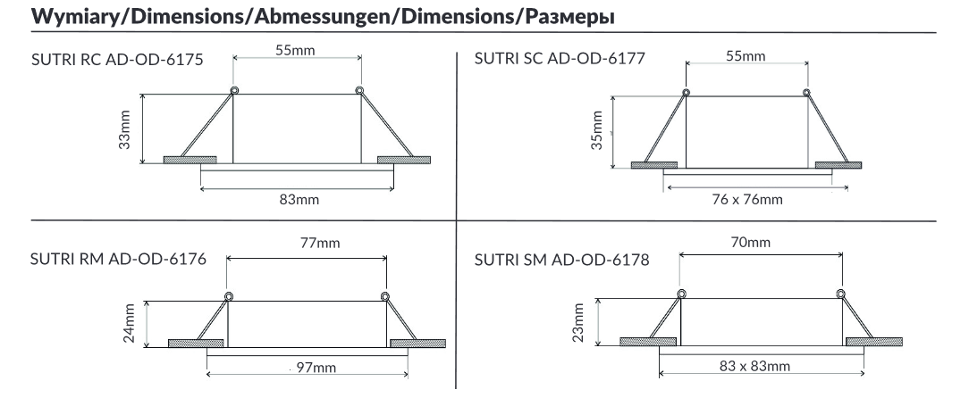 SUTRI RC dekorativer Spot-Rahmen, MR16/GU10 max 50W, rund, fest, schwarz