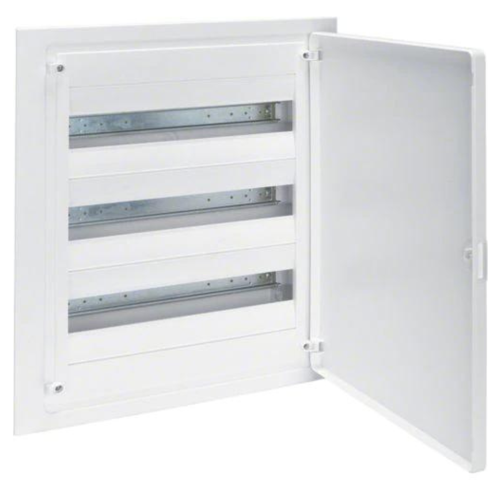 Hager VF318PD Kleinverteiler, golf, Unterputz, UPV, 54PLE, 3-reihig, IP40, MS-Klemme, N+PE, weiße Tür