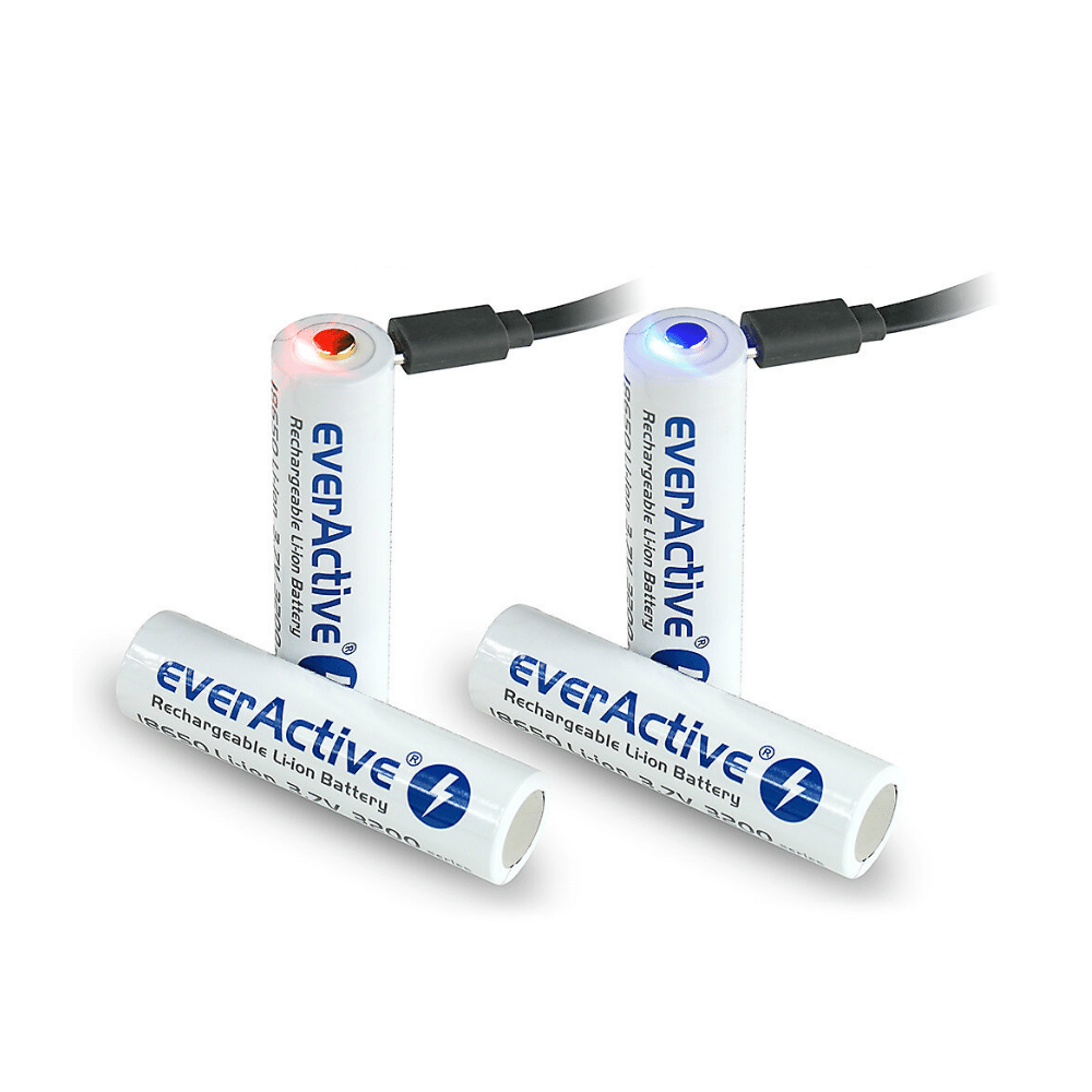everActive 18650 3.7V Li-ion 3200mAh micro USB Batterie mit BOX und Ladekabel