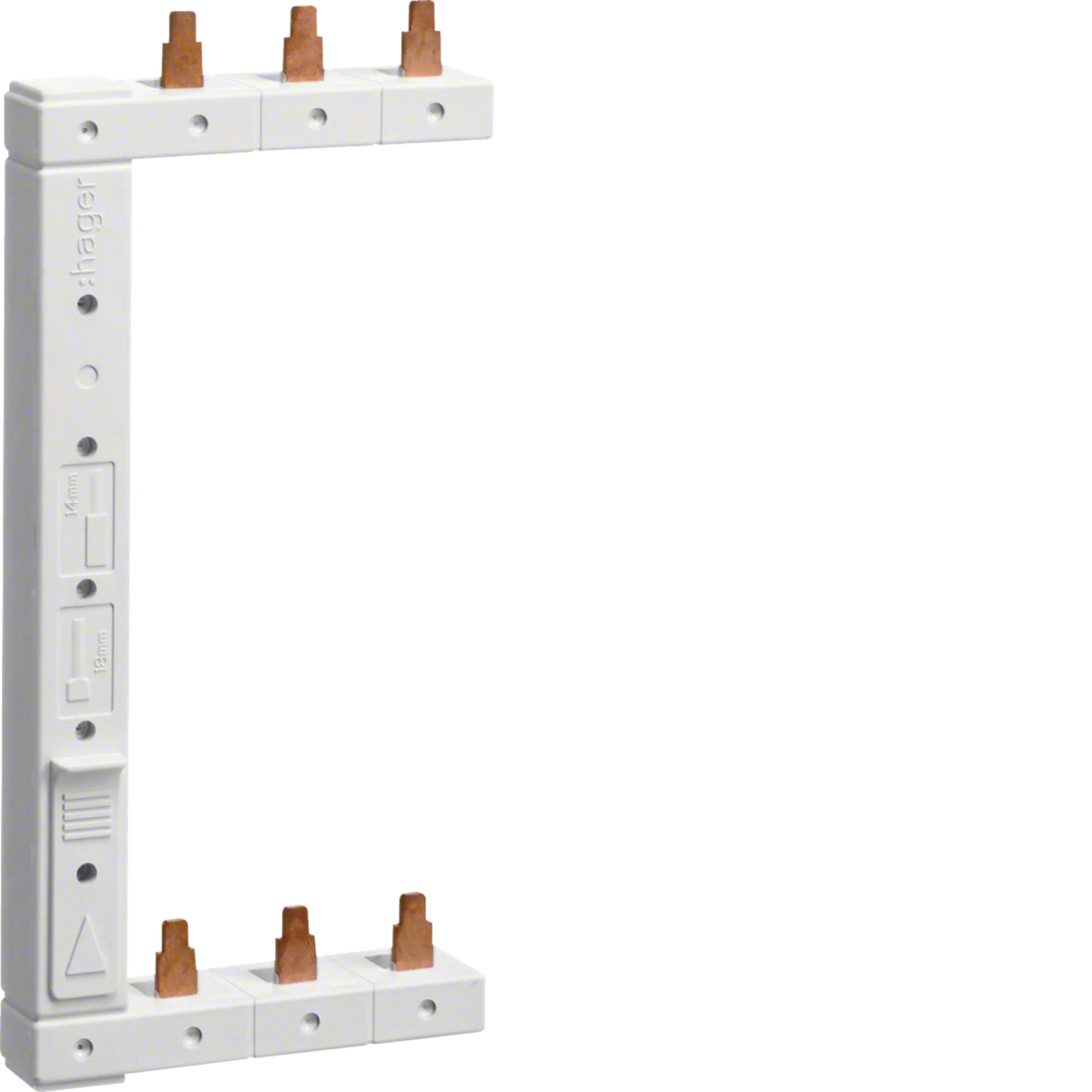 Hager KCL363L Phasenschiene 3P, 2-reihig 63 A 125 mm links vertikal - Stiftanschluss