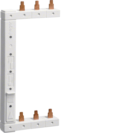 Hager KCL363L Phasenschiene 3P, 2-reihig 63 A 125 mm links vertikal - Stiftanschluss