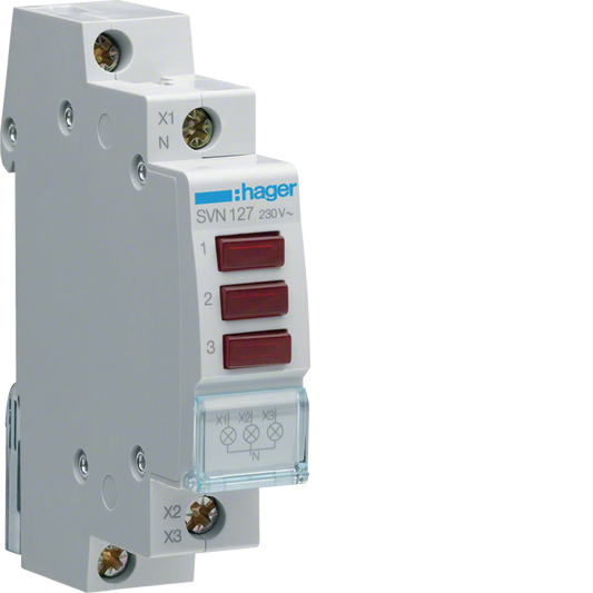 Hager SVN127 LED-Leuchtmelder, dreifach rot, 230 V AC