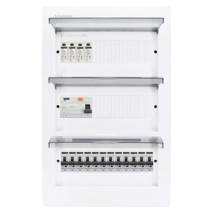 Sicherungskasten, 2,3,4,5 Reihig, Aufputz, Unterputz, Hohlwand, verdrahtet, VDE 1 x FI 40A/30mA + 12 x 1P LS B16