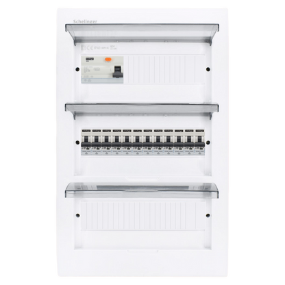 Sicherungskasten, 2,3,4,5 Reihig, Aufputz, Unterputz, Hohlwand, verdrahtet, VDE 1 x FI 40A/30mA + 12 x 1P LS B16