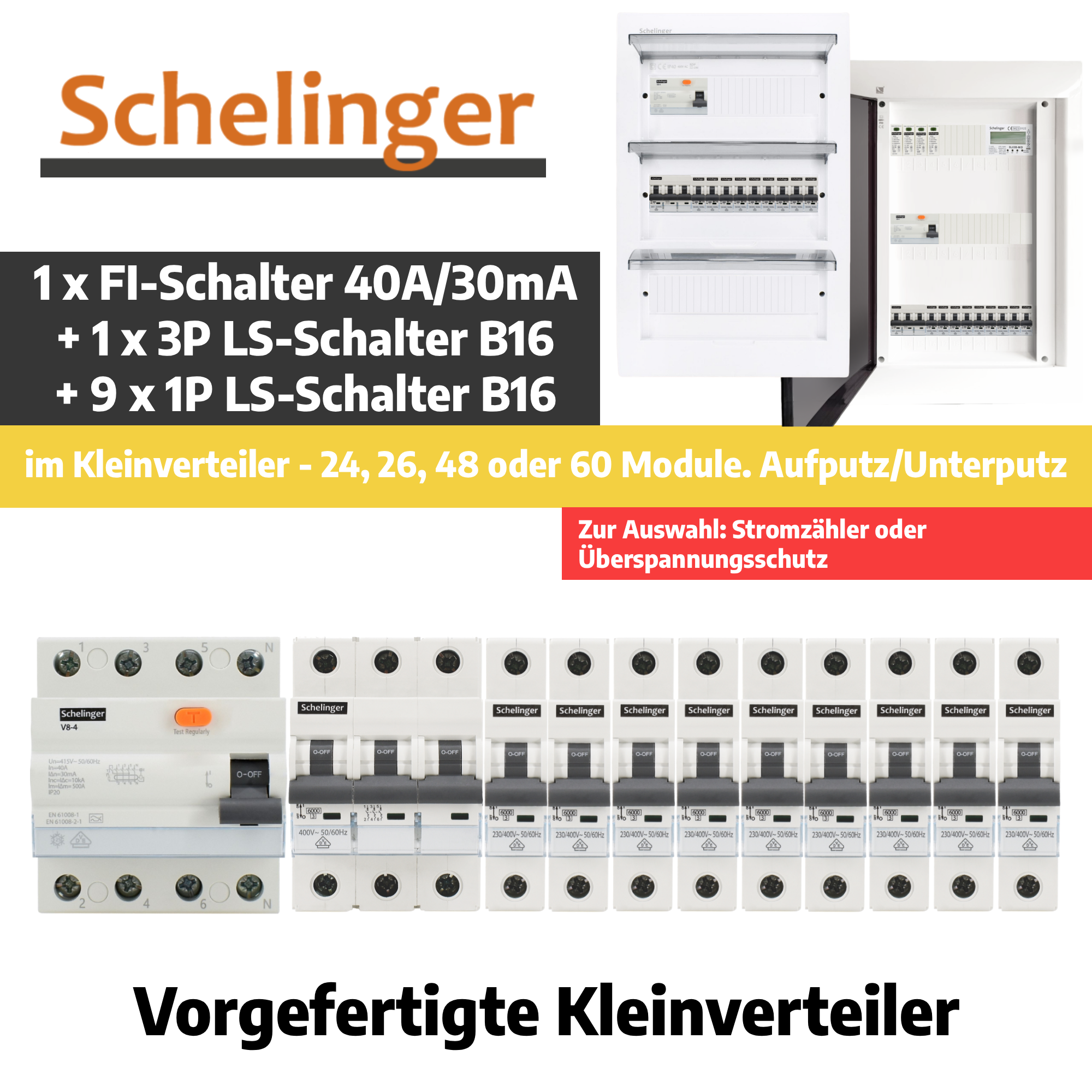 Sicherungskasten, 2,3,4,5 Reihig, Aufputz, Unterputz, Hohlwand, verdra ...