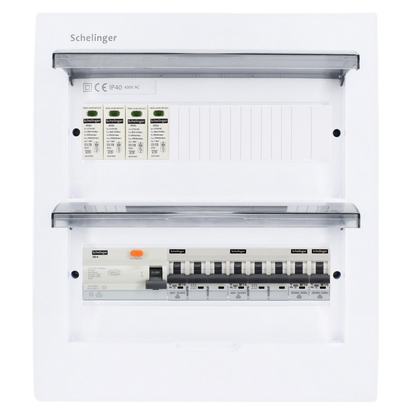 Sicherungskasten, 2,3,4,5 Reihig, Aufputz, Unterputz, Hohlwand, verdrahtet, VDE 1 x FI 40A/30mA + 2 x 3P LS B16 + 2 x 1P LS B16